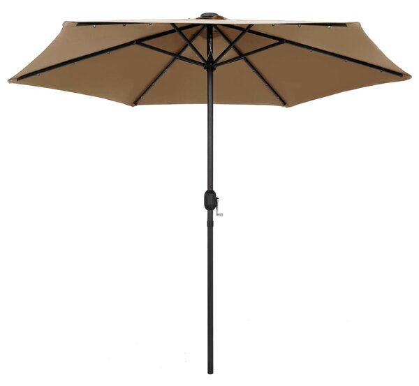 Zahradní slunečník s LED a hliníkovou tyčí 270 cm taupe