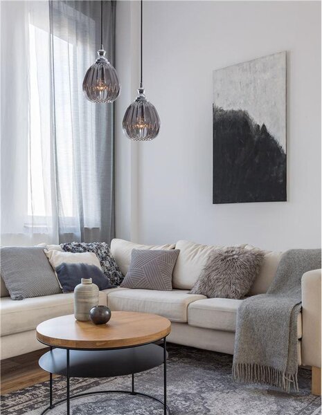 Nova Luce Závěsné svítidlo ZARLEY chromovaný kov kouřové šedé sklo E27 1x12W