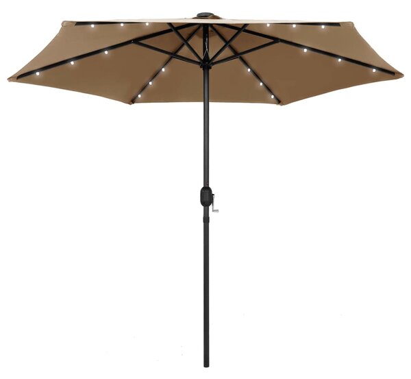 Zahradní slunečník s LED a hliníkovou tyčí 270 cm taupe