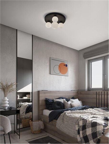 Nova Luce Stropní svítidlo EDEM černý hliník opálové sklo G9 4x5W 220V