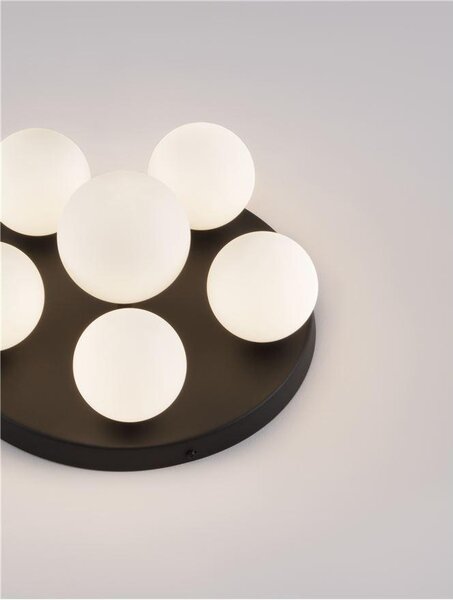 Nova Luce Stropní svítidlo EDEM černý hliník opálové sklo G9 6x5W 220V