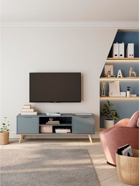 Zelenošedý TV stolek 140x53 cm Pisco – Marckeric