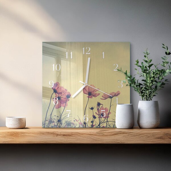 Skleněné hodiny Květiny zskb-30x30-00086644