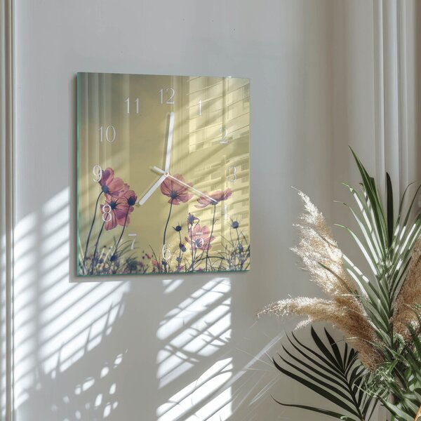 Skleněné hodiny Květiny zskb-30x30-00086644