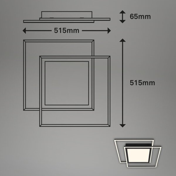 Brilo - LED Stropní svítidlo 2xLED/16W/230V + LED/19W 51,5x51,5 cm černá