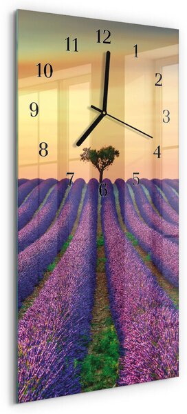 Skleněné hodiny vertikální Levandulové pole zsppc-30x60-00176176