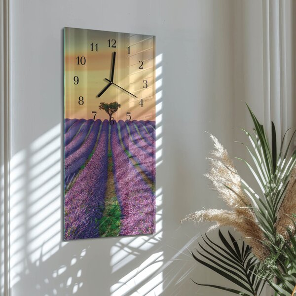 Skleněné hodiny vertikální Levandulové pole zsppc-30x60-00176176