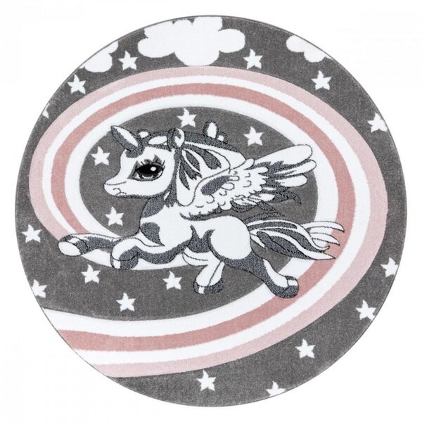 Dětský kusový koberec Pony šedý kruh 140cm