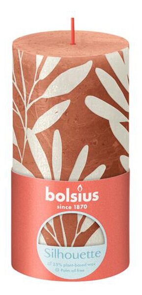 Bolsius Rustikální svíčka 13cm korálová/šalvěj
