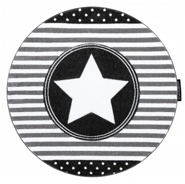 Dětský kusový koberec Hvězda šedý kruh 140cm