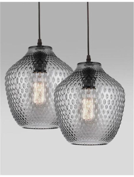 Nova Luce Závěsné svítidlo CLARO kouřové sklo černý kov E27 1x12W