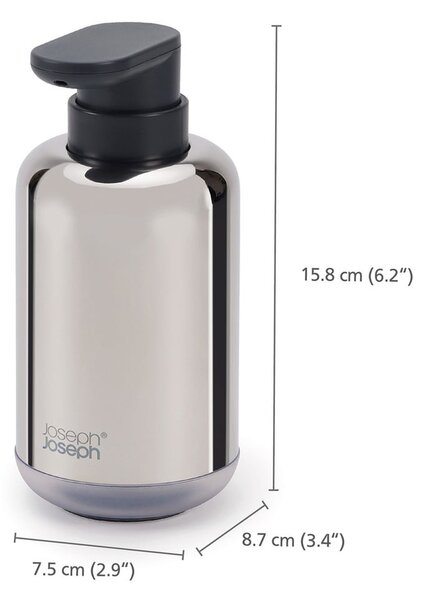 Dávkovač mýdla z nerezové oceli v leskle stříbrné barvě 300 ml EasyStore Luxe – Joseph Joseph