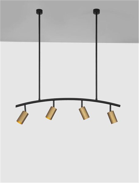 Nova Luce Závěsné svítidlo POGNO černá a zlatý hliník GU10 4x10W