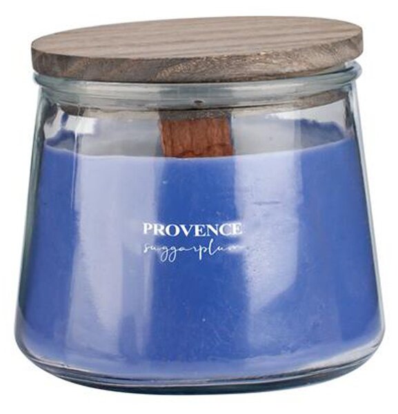 Provence Vonná svíčka ve skle dřevěný knot 28 hodin sugarplum