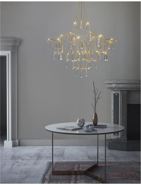 Nova Luce Závěsné LED svítidlo GORO čirý křišťál a zlatý kov 20W 3000K