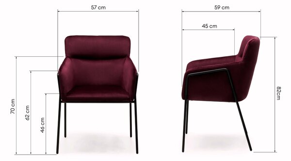 Vínové designové jídelní křeslo HELSINKI VELVET