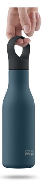 Tmavě modrá cestovní nerezová lahev 500 ml Loop – Joseph Joseph