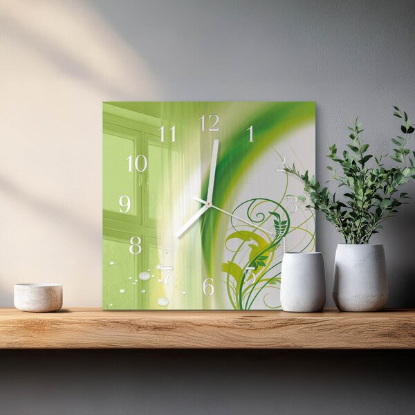 Skleněné hodiny Modelová rostlina zskb-30x30-00080575