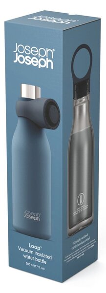 Tmavě modrá cestovní nerezová lahev 500 ml Loop – Joseph Joseph