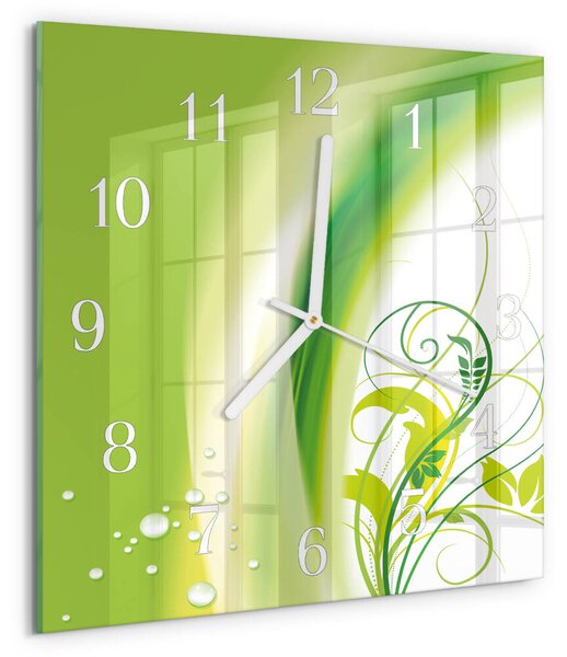 Skleněné hodiny Modelová rostlina zskb-30x30-00080575