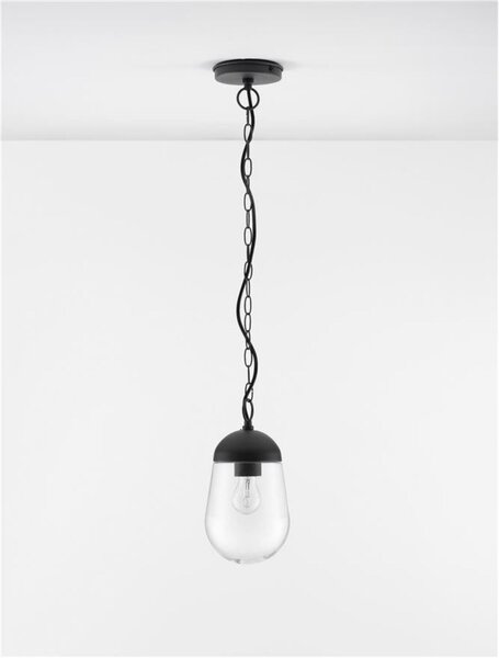 NOVA LUCE venkovní závěsné svítidlo OMIKA tmavě šedý hliník a čiré sklo E27 1x12W 110-240V bez žárovky IP54 9060197