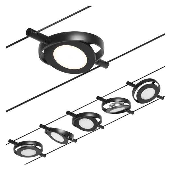 Paulmann 94418 CorDuo RoundMac, sada lankové LED osvětlení, 5x4,5W LED 3000K, černá, délka 500cm