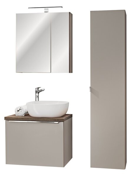 Comad Koupelnová sestava SantaFe s umyvadlem, skříňkami a zrcadlem 60 cm taupe/dub santa fe vintage