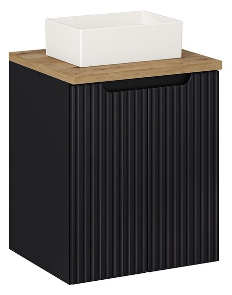Comad Závěsná skříňka Nova Black Gaja II s deskou a umyvadlem 50 cm černá/dub evoke