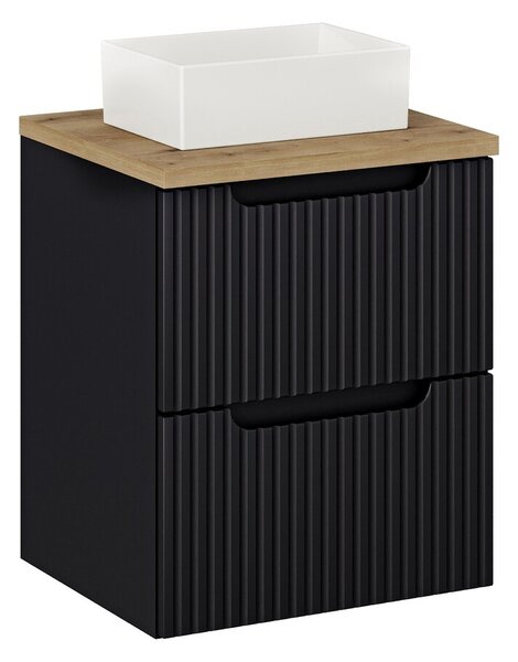 Comad Závěsná skříňka Nova Black Gaja I s deskou a umyvadlem 50 cm černá/dub evoke