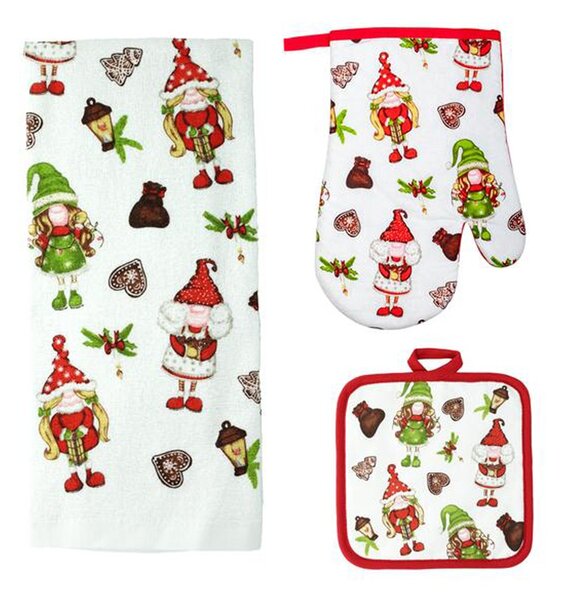 Toro Kuchyňský set elfíci - rukavice, chňapka, utěrka