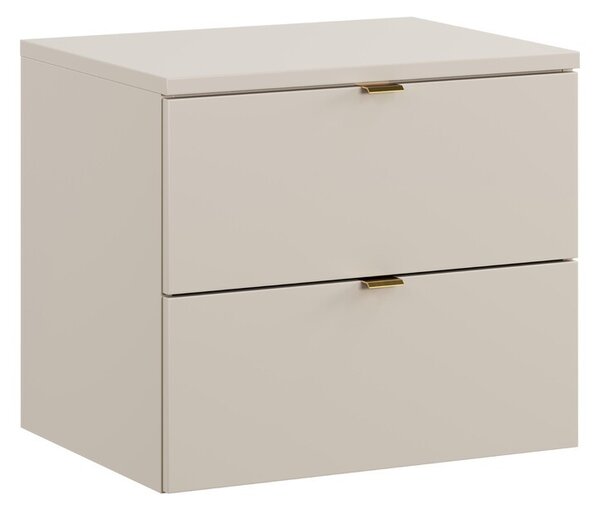Comad Závěsná skříňka pod umyvadlo Dalia Cashmere s deskou 60 cm kašmírová