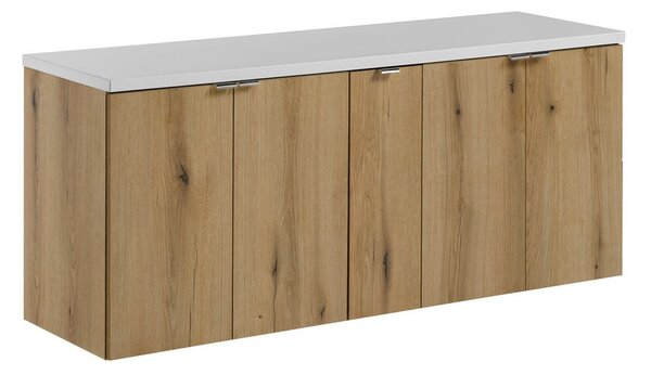 Comad Závěsná skříňka pod umyvadlo Nova Oak s deskou 140 cm dub evoke/bílá