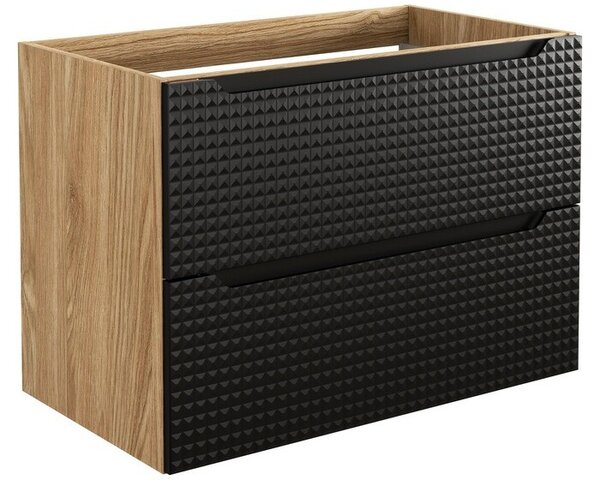 Comad Závěsná umyvadlová skříňka Luxor Black s deskou 80 cm černá/dub olejovaný