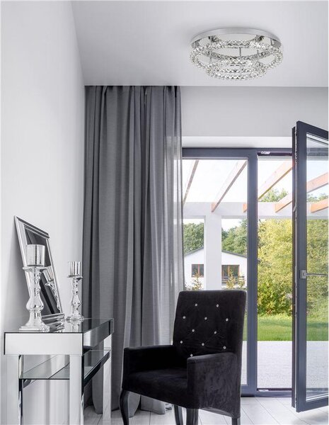 Nova Luce Stropní LED svítidlo QUENTIN chromovaný hliník a K9 křišťál 44W 3500K
