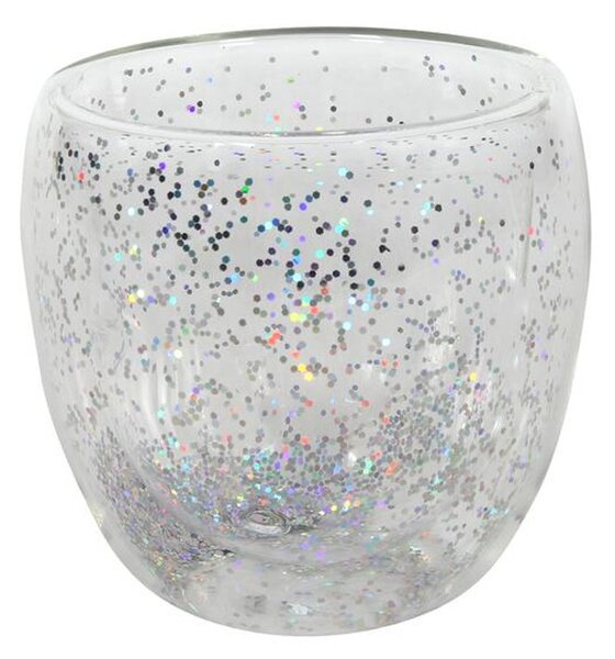 Sklenice s dvojitým sklem 250ml stříbrné konfety