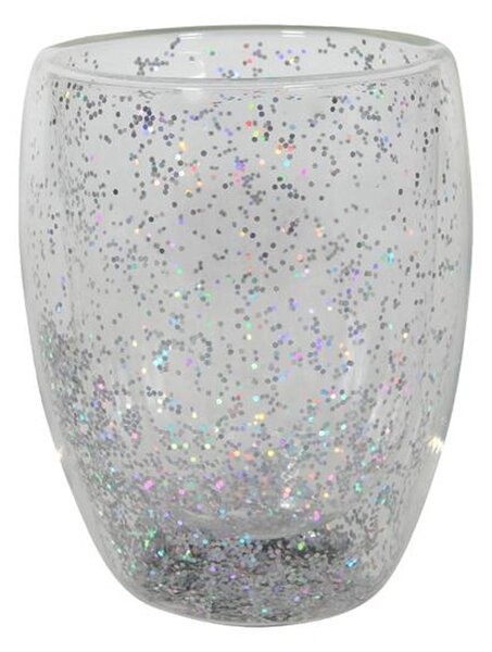 Hit Sklenice s dvojitým sklem 350ml stříbrné konfety