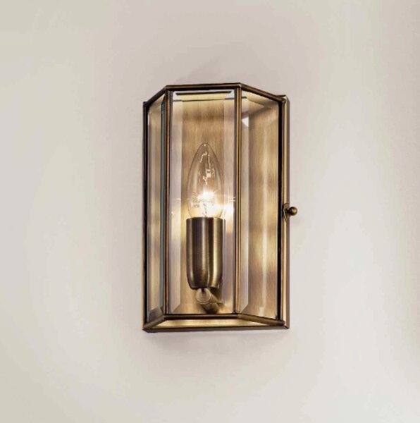 Il Fanale 413.00.80 Rilegato, vitrážové nástěnné svítidlo, fazetové sklo/pálená mosaz, 1x E14 max 46W, výška 21cm