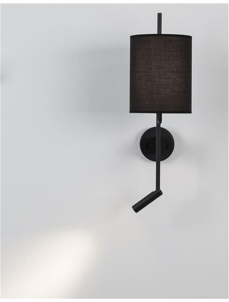 Nova Luce Nástěnné svítidlo YAMA, nastavitelné - vypínač na těle E27 1x12W, 3W 3000K čtecí lampička Barva: Černá