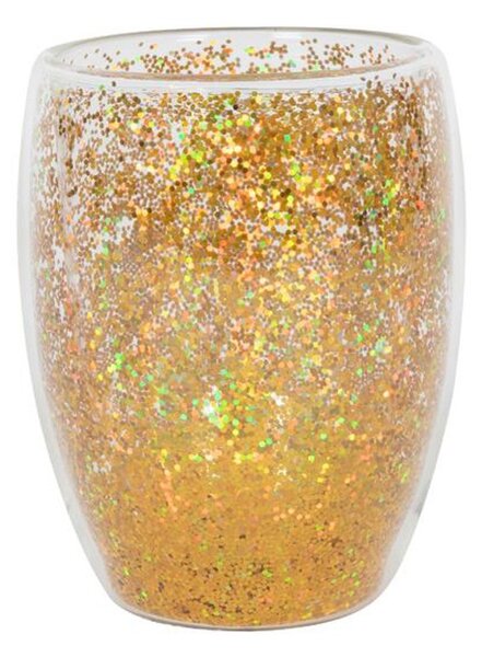 Hit Sklenice s dvojitým sklem 350ml zlaté konfety
