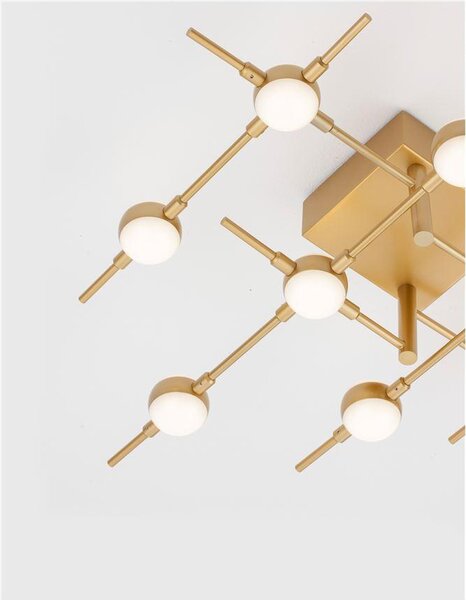 Nova Luce Stropní LED svítidlo ATOMO zlatý kov a akryl 10 x 2.4W 3000K stmívatelné