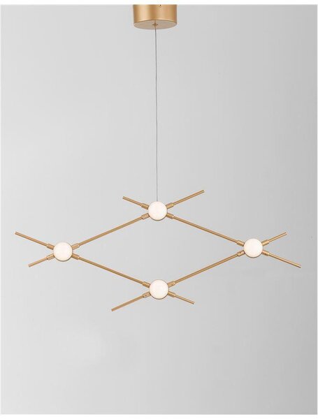 Nova Luce Závěsné svítidlo ATOMO zlatý kov a akryl LED 4 x 2.4W 3000K