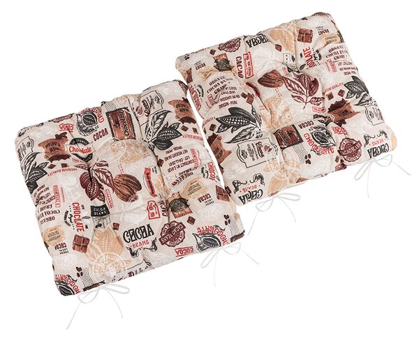BELLATEX Sedák Ema prošívaný - SET 2ks Béžová, Hnědá 40x40 cm