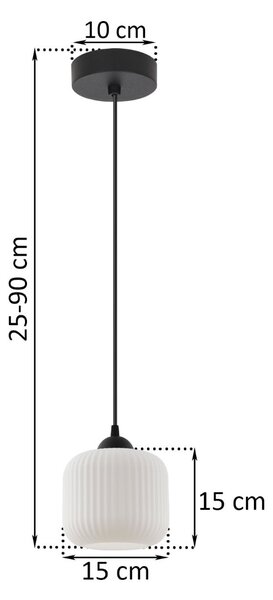 Závěsné svítidlo Riffle, 1x bílé skleněné stínítko, b