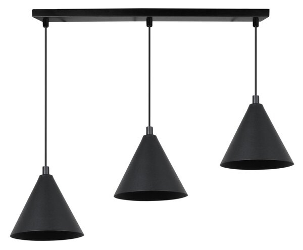 Závěsné svítidlo Soho, 3x černé kovové stínítko, (fi 14cm)
