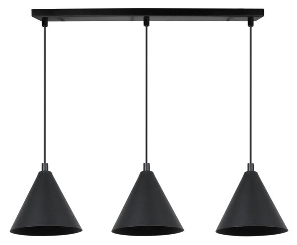 Závěsné svítidlo Soho, 3x černé kovové stínítko, (fi 14cm)