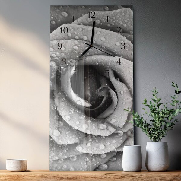 Skleněné hodiny vertikální Růže zsppc-30x60-00171256