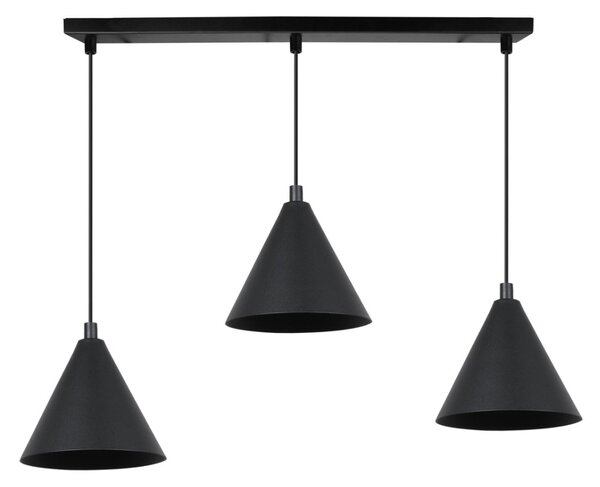Závěsné svítidlo Soho, 3x černé kovové stínítko, (fi 14cm)