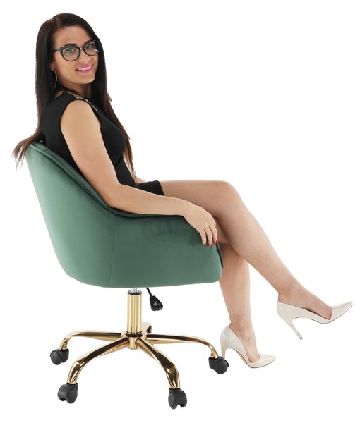 KONDELA Kancelářské křeslo, zelená Velvet látka/zlatá, EROL