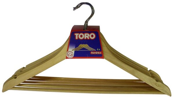 Toro Dřevěné ramínko na šaty 6ks