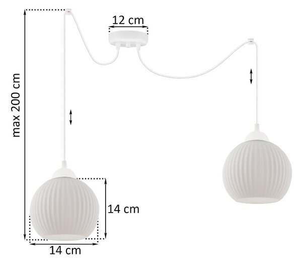 Závěsné svítidlo Riffle Round Spider, 2x bílé skleněné stínítko, w